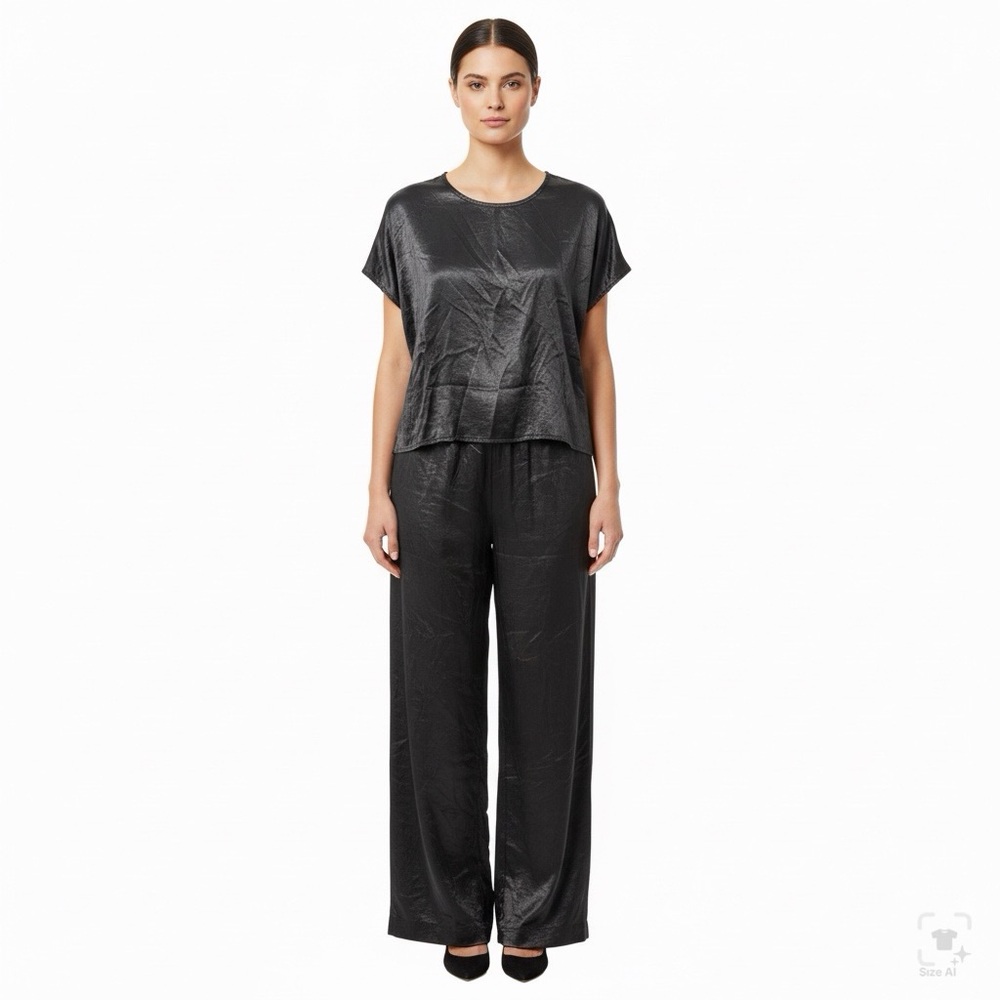 Luxurious Charcoal Satin Pajama Set